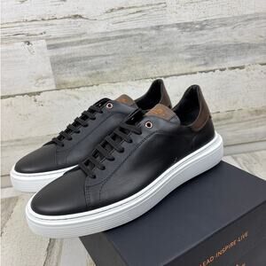 GoodMan Men’s 8.5 Legend London Black Leather Lace-Up Sneakers Italy NEW